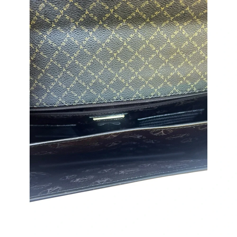Vintage La Tour Eiffel Paris Black Monogram Briefcase Messenger Shoulder Bag 16